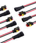 2 Pin Waterproof 18AWG Wire Connector Kit 5 Pack With Preassembled 10cm Pigtails For DIYers RV Ready Rectangular Black Housing