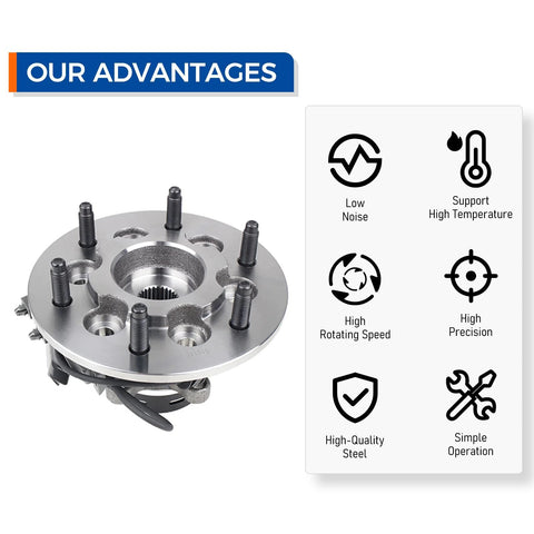 Front Wheel Hub Bearing Assembly For 4WD Rigs And SUVs With ABS Fits Chevy Colorado 2004 To 2008, with feature icons