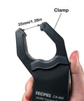 AC DC Current Clamp Transmitter Probe 600A for DMM, 30mm Jaw, shown in hand, highlighting measurement scale