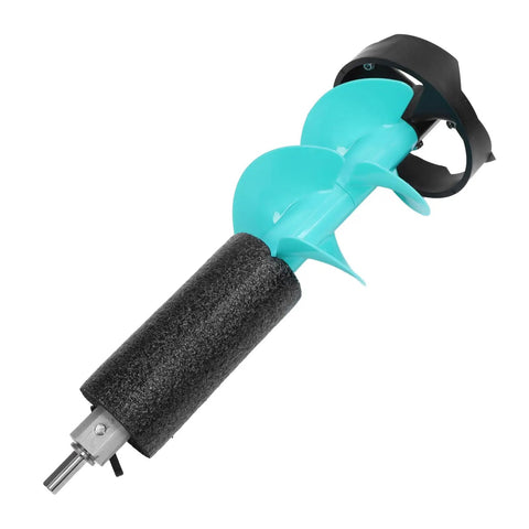 Cool 6 Inch Manual Ice Auger Drill With Floating Tube And Razor Sharp Nylon Bit For Easy Burrowing close-up view of the auger drill's blade.