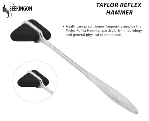 Tomahawk Percussion Reflex Hammer For Neurological Examination Black Durable Stainless Steel Build with soft rubber head