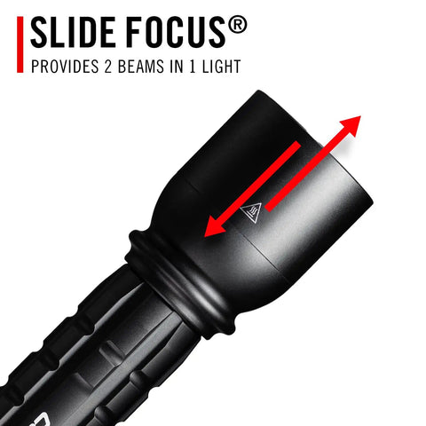 XP14R 4500 Lumen USB C Rechargeable LED Flashlight With Slide Focus And Pure Beam Focusing Optic Dual Beams Function