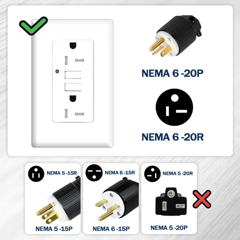 Heavy Duty 50 Feet 12/3 SJTW Outdoor Extension Cord NEMA 6 20 P R 20A 250V Yellow 12 Gauge Copper Power Cable For Indoor And Outdoor Use Tools And Equipment Weatherproof And Rugged T Blade Female Connector, NEMA 6-20P and 6-20R shown