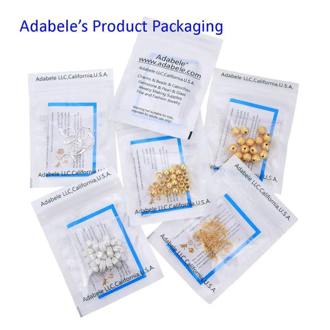 Adabele product packaging with various jewelry making supplies in sealed bags.