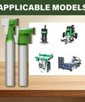 Beast Mode Six Piece Keyhole Router Bit Set With One Quarter Inch Shank And Tungsten Carbide Blades For Smooth Woodworking Cuts. Keyhole bits shown with various tool models.