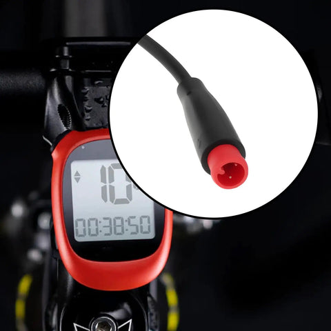 Close-up of 2-pin M6 male to female splitter in "Two Pack 2 Pin Bike Extension Cable M6 Male To Female Splitter 40cm Waterproof Wire For Electric Bike Sensor 26AWG Durable Lead Ensures Stable Signal Ready To Roll Easy Install"