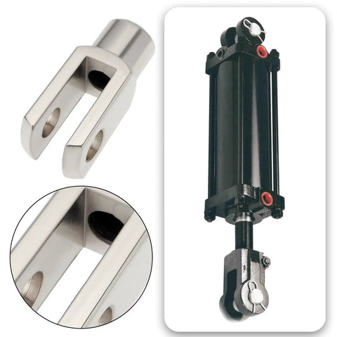 Beefy 4 Pack M10x1.5 Right Hand Thread Clevis Fork End Long Joint Zinc Plated Steel For Agricultural Equipment Construction Gear And Heavy Duty Hydraulic Systems on hydraulic cylinder