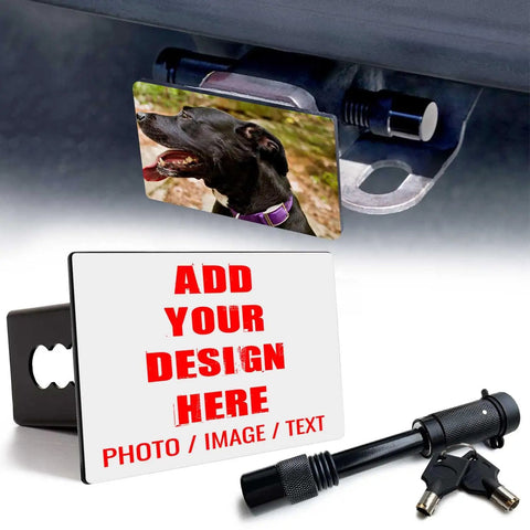 Personalized Hitch Cover For 2 Inch Receivers With Custom Photo And Text Heavy Duty Steel Trailer Plug Cover For Trucks SUVs And Pickups