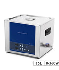 15 Liters Power Set Degassing Ultrasonic Cleaner For Lab Glassware Dental Tools Metal Auto Parts Machine in stainless steel.