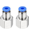 Push To Connect Fittings Two Pack Fits Five Thirty Two Inch Outer Diameter Tubes One Quarter Inch NPT Nickel Plated Brass Straight Pneumatic Female Adapter Air Line Quick Connect For Pneumatic Systems Blue