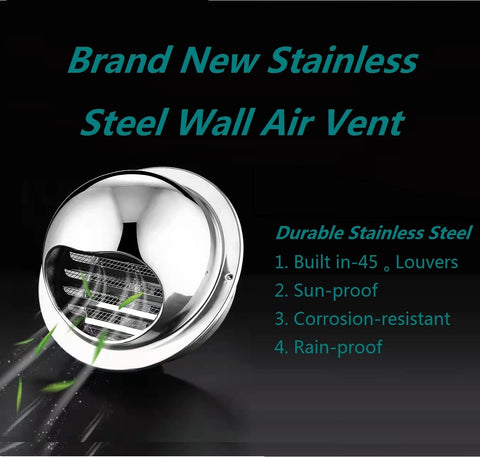 8 Inch Stainless Steel Wall Vent Cover With Round Exhaust Grille For Ventilation Outlet And Dryer Hood External Extractor