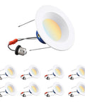 Eight Pack 6 Inch LED Recessed Retrofit Downlight Kit With 5CCT Color Temps 2700K 3000K 3500K 4000K 5000K Dimmable 1200 LM 15W Equals 120W Aluminum Housing