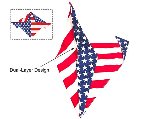 Dual-Layer Patriotic Dog Bandana Set 2Pack Reversible Red White Blue Triangle Style For Big Pups, 4th Of July Memorial Day Independence Day Summer Outfit, Lightweight Breathable Polyester with stars and stripes design
