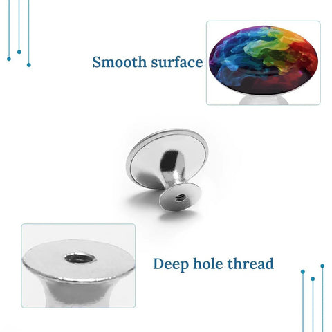 No Fuss 2 Pack Round Cabinet Knobs And Pull Handles For Kitchen Drawer Hardware 1.1 Inch Rainbow Smoke stainless steel smooth surface and deep hole thread