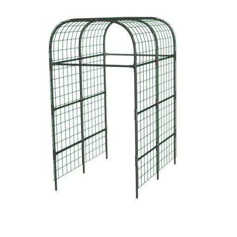 Metal Garden Arch Trellis Black 7.3 Ft, Space Saving Vertical Plant Support For Raised Beds, Great For Cucumbers And Climbing Veggies