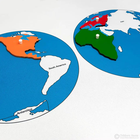 8 Labeled Control Maps Set For Classroom And Home Learning, Durable Geography Montessori Materials In Birch Wood, featuring South America and world map pieces.