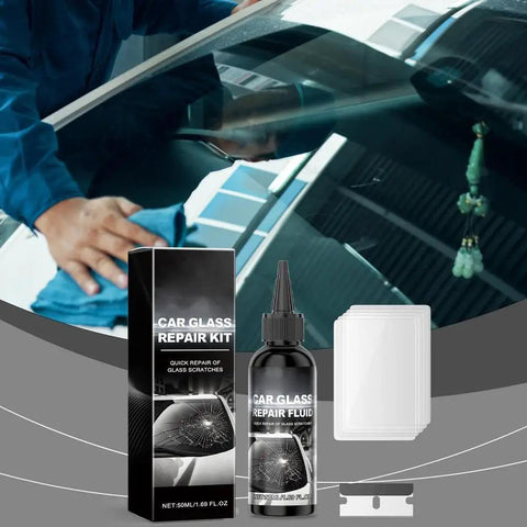 All-In-One Windshield Crack Repair Kit Upgrade 2026 Glass Repair Liquid For Chips And Cracks package and components