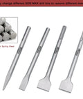4 Piece 11 Inch SDS Max Chisel Set For Rotary Hammer Demolition Tile Removal Concrete Bricks Includes Flat Point Scraping Chisels