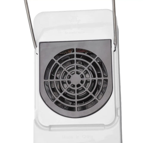 Bottom view of Compact Desk Space Heater With Adjustable Tilt Bracket Crank Up The Heat In Seconds Ultra Quiet 40dB showing fan grill