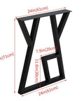 Industrial Metal Furniture Legs 2 Pack for DIY Decor Projects, 28 Inch High Square Tube Leg, Black 24 Inch Wide, angle view with measurements
