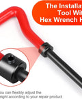 Heavy Liftin M10 X 1.5 Thread Repair Insert Kit With Smooth Stainless Steel Coils That Match Helicoil And A Knuckle Busting Hand Tool Set For Real Deal Wrench Grinders installation tool showing adjustable red handle with hex wrench hole.