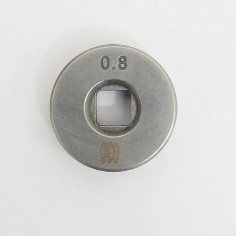 Metal wire-feed drive roller, 25mm diameter, 0.8mm width, square bore