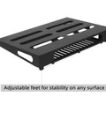 Gig Ready 18 By 11.8 Inch Guitar Pedal Board With Built In Power Supply Tray Durable Aluminum Build Rugged Black Finish