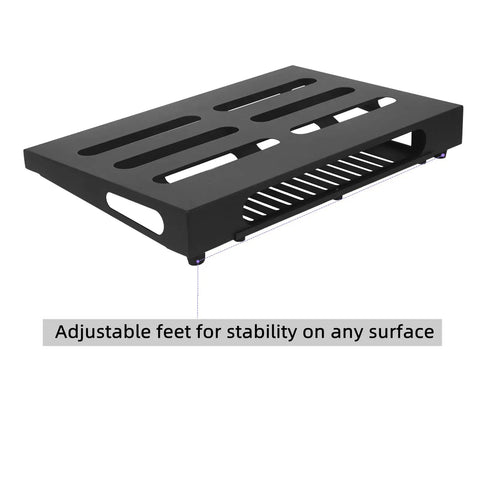 Gig Ready 18 By 11.8 Inch Guitar Pedal Board With Built In Power Supply Tray Durable Aluminum Build Rugged Black Finish