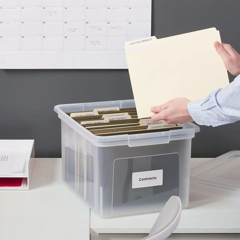 Stackable Clear Plastic Hanging File Box With Snug Snap Lid And Sturdy Side Rails For Letter Legal Documents Sleek Home Office Organizer That Hits Different Daily