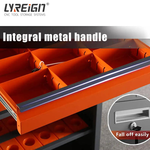 Removable CNC Tool Rack Cart With Dual Layer Steel Side Mount Storage featuring metal handle and easy access design