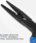 Intimidator 7 Inch Straight Nose Fishing Pliers with polymer-coated S45 steel construction, detailed close-up view