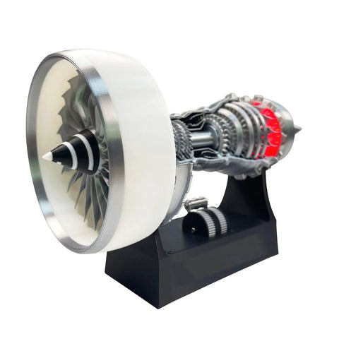 Awesome Realistic Turbofan Engine Model Kit With LED Lights And 28cm A380 TR900 Replica Adjustable Speed DIY Mechanical STEM Project For Adults Aviation Enthusiasts Desk Decor And Gift, transparent shell, black base