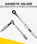 Ratchet Rocket Lite DX Bike Multitool With 16 Functions showing magnetic bit holder and fine-tooth ratchet detail