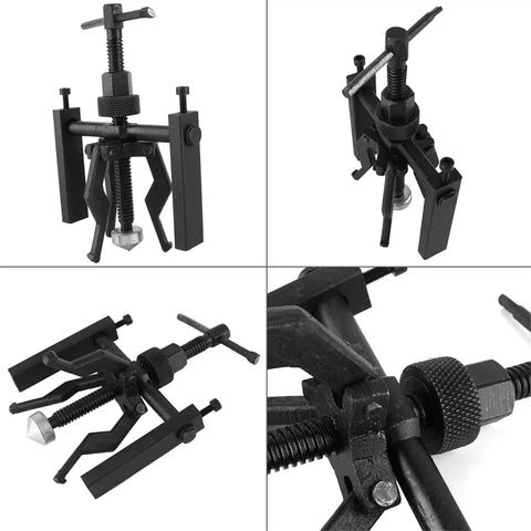 Heavy-Duty 3-Jaw Inner Bearing Puller Tool Set For Removing Sleeve Bushings And Car Auto Motorcycle Parts, close-up view of tool details.