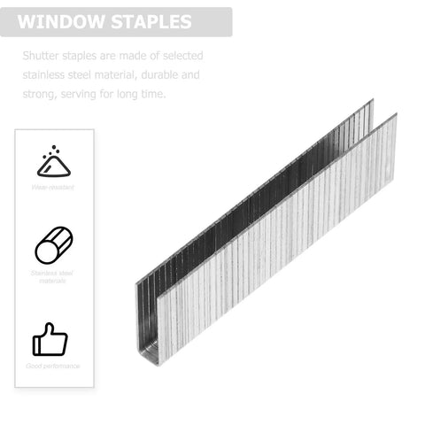 Heavy Duty 40 Piece Shutter Repair Kit With Corrosion Resistant Stainless Steel Staples Plus Tilt Rod Louver Pins For No Sweat Window Fixes That Really Get The Job Done Right - close-up of stainless steel window staples.