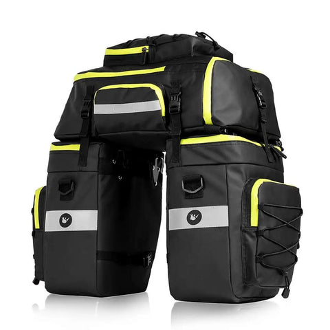 3 In 1 Bike Pannier Bag Set For Cargo Rack And Saddle With Shoulder Bag And Laptop Pannier Durable 1000D Polyester Waterproof Green