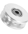 Heavy Duty Aluminum Alloy U Groove Pulley Wheel With Double Bearings Silent Roller Built To Last For Smooth Cable Installations In Gym Pulleys And Fitness Equipment Attachments, silver pulley close-up