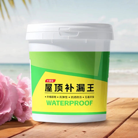 Heavy Hitter Polyurethane Waterproof Coating For Garage And Patio Surfaces in a bucket with a waterproof label.