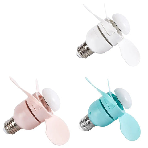 ZEPFJHE E27 Ceiling Fan with LED Light Brushless Motor for Bedroom, Green, set of three mini ceiling fans in pink, white, and blue.