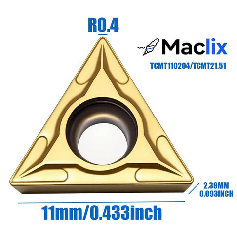 20pcs Pro Grade Carbide Turning Inserts TCMT110204 TCMT21.51 with TISIN Coating, triangle design, size details shown.