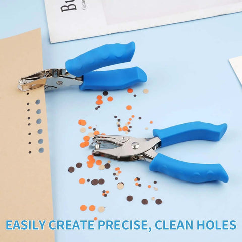 Two Pack Hand Hole Punch Set With Soft Grip Handles For One Eighth Inch And One Quarter Inch Holes, Ideal For Crafts And Scrapbooks