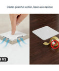 Close-up of 16 Piece Rug Corner Grippers No Slip Rug Pads for Hardwood and Tile, showing adhesive placement and size 3.94 x 3.94 in.
