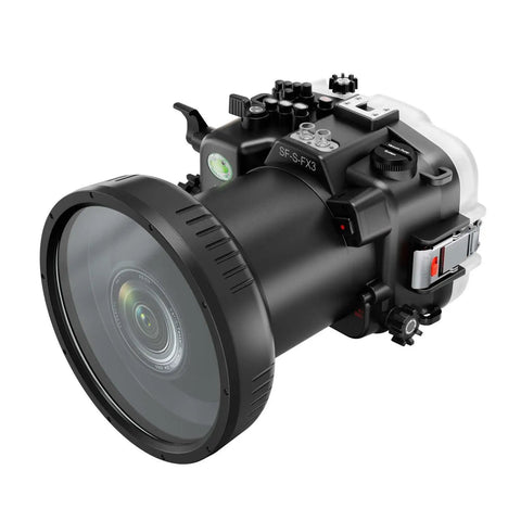 Underwater Housing For Sony FX3 And FX30 With PL100 Flat Port, 40m 130ft Depth Rating, Rugged Pro Grade Waterproof Case