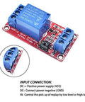 Close-up view of 8 Pack 5V Relay Module One Channel Board With Opto Isolation High Or Low Trigger For Arduino And Other Microcontroller Projects Great For DIY Projects Smart Home Automation And Robotics.