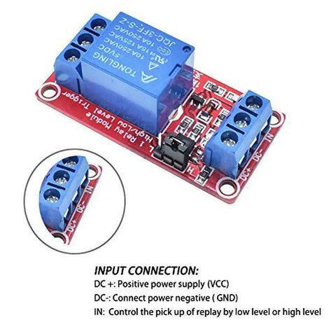 Close-up view of 8 Pack 5V Relay Module One Channel Board With Opto Isolation High Or Low Trigger For Arduino And Other Microcontroller Projects Great For DIY Projects Smart Home Automation And Robotics.