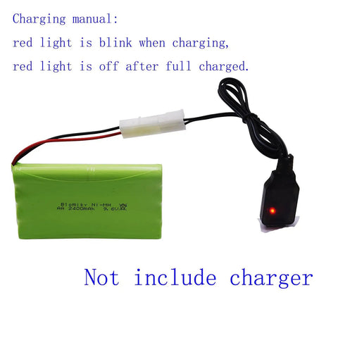 9.6V 2000mAh NiMH 8 Cell AA Battery Pack With Standard Tamiya Connector For RC Cars Trucks Tanks And Other RC Rigs USB Charging Cable Included High Capacity For Longer Runtime And Better Power.