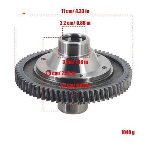 Electric Tricycle Differential Gear Assembly 30mm 18T Planetary Gear Set with measurements and steel construction