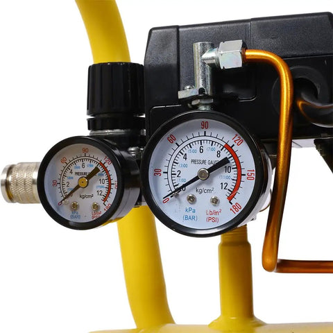 Greron 2.5HP Oil Free Air Compressor, 115 PSI, 5 Gallon Steel Tank With Wheels. Quiet 70DB Portable Design For Garage Workshop, Spray Painting And Pneumatic Tools. Super Powerful And Low Noise Performance.