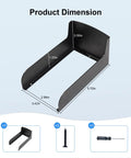 Outdoor Black Doorbell Anti-Glare Cover With Inward-Fold Sun Shade dimensions and installation components displayed.