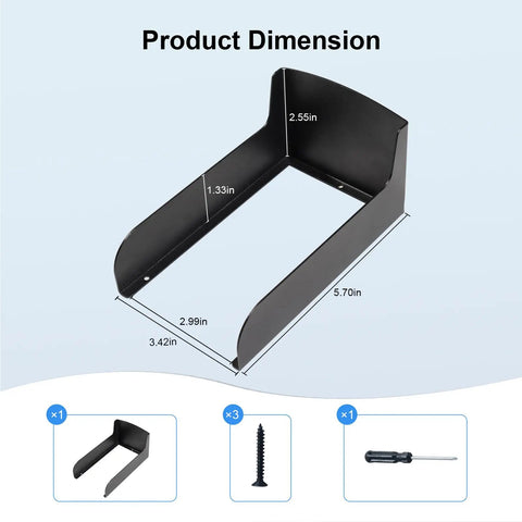 Outdoor Black Doorbell Anti-Glare Cover With Inward-Fold Sun Shade dimensions and installation components displayed.